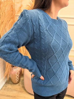 Blusa tricô Cleci azul