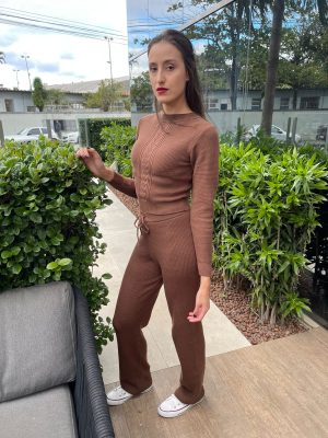 vestido tricô eliza marrom 