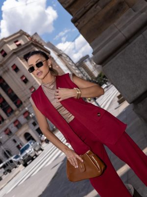 conjunto merli colete/calça marsala