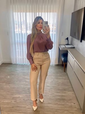 conjunto merli colete/calça marsala